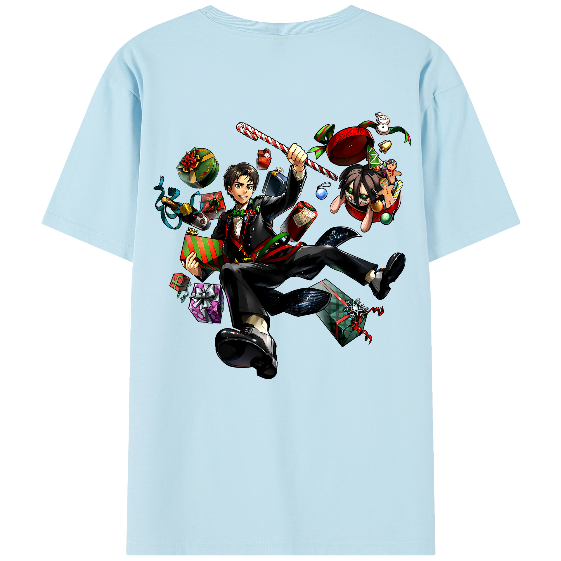 （画像用） 進撃の巨人 エレン･イェーガー Attack on Titan Eren Jäger 綿100％半袖Tシャツ（背面プリント）
